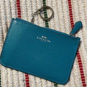 Coach Turquoise Leather Keychain Pouch